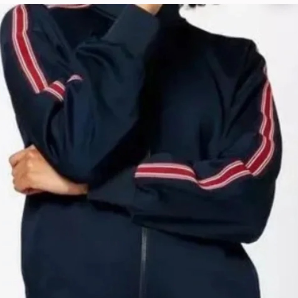 Sweaty Betty Size M Classic Retro Track Jacket Dark Blue with red&white …